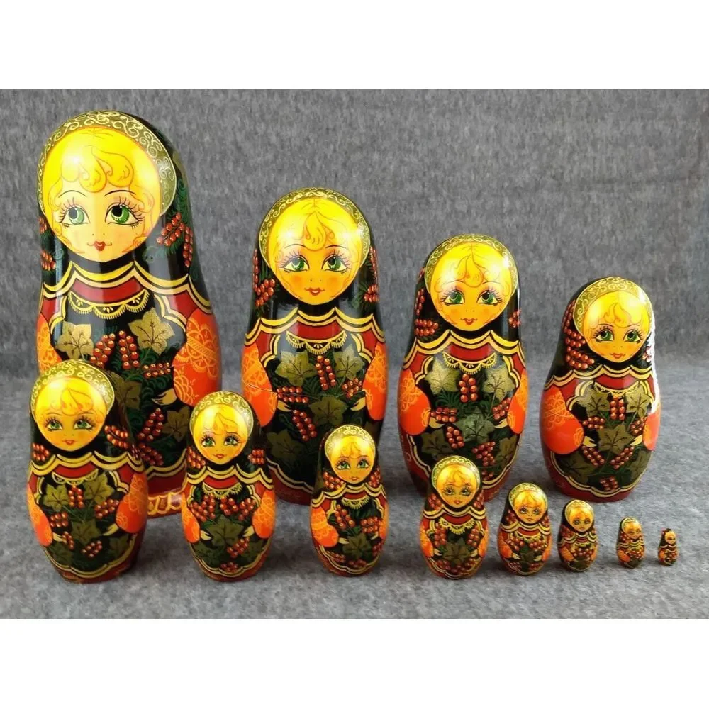 Russian Nesting Dolls Matryoshka 12 Pcs‎ Handmade Vintage 1992 Sergiev Posad 10